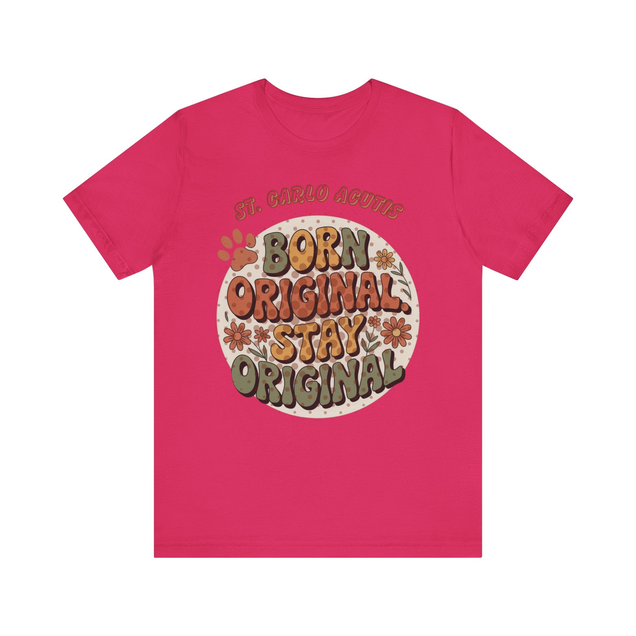 Carlo Acutis Born Original Stay Original Tee — Retro Floral Vintage Graphic T-Shirt