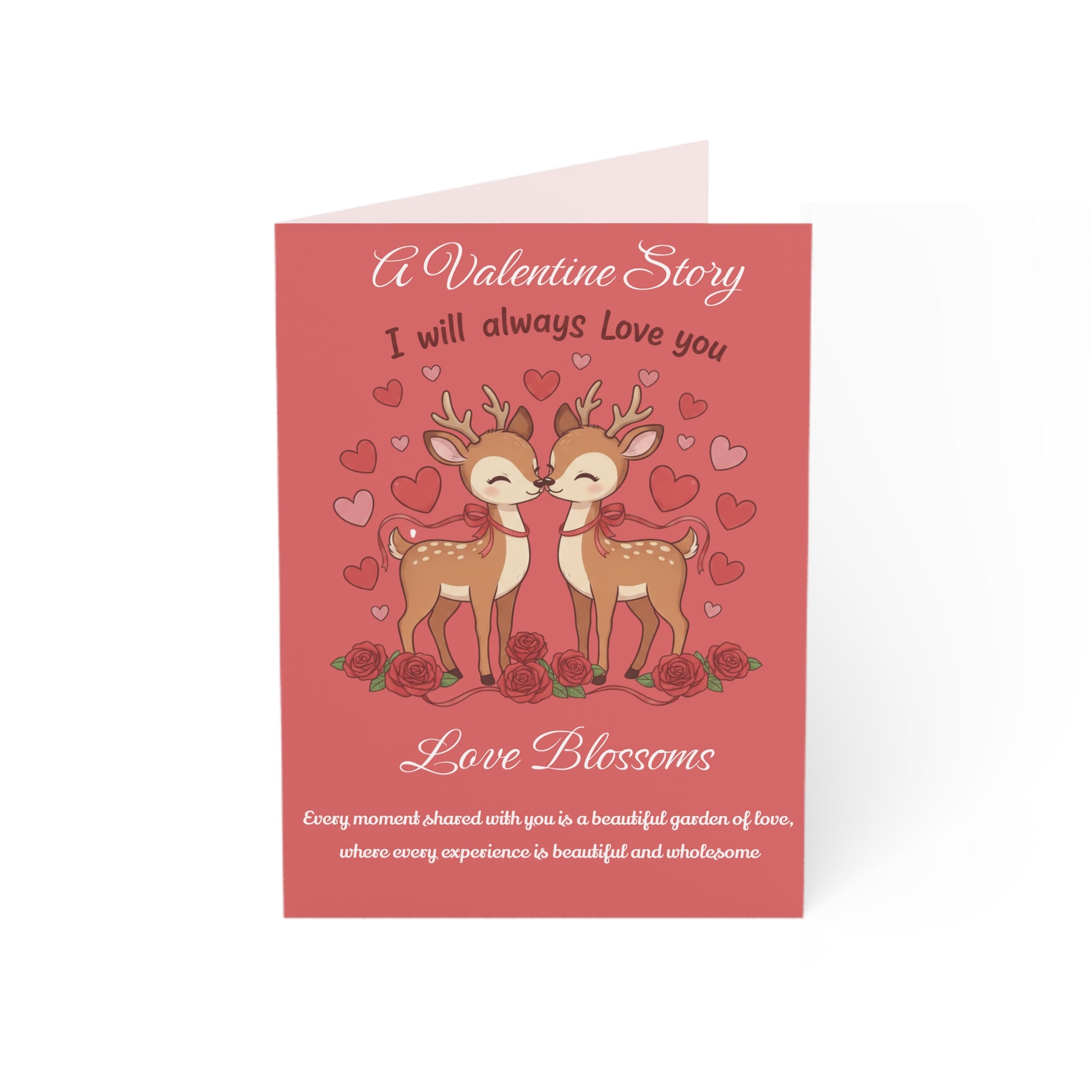 Valentine Deer Greeting Card - "A Valentine Story: I Will Always Love You" (Pack of 1/10/30/50)