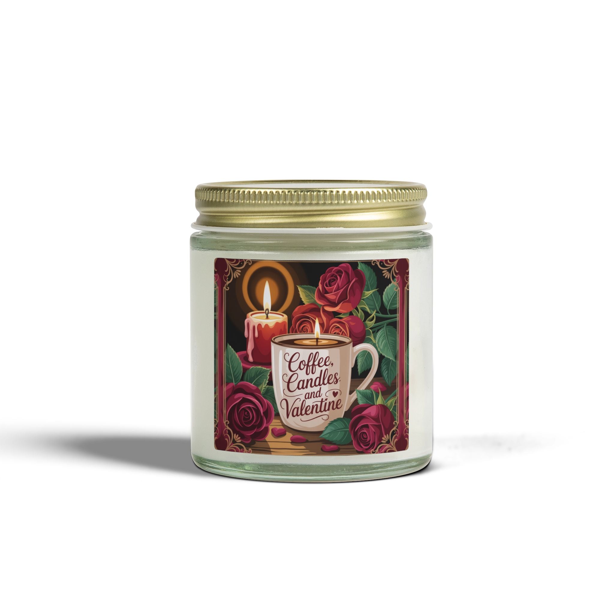 Valentine Coffee & Roses Scented Candle — Coconut Apricot Wax (4oz/9oz)