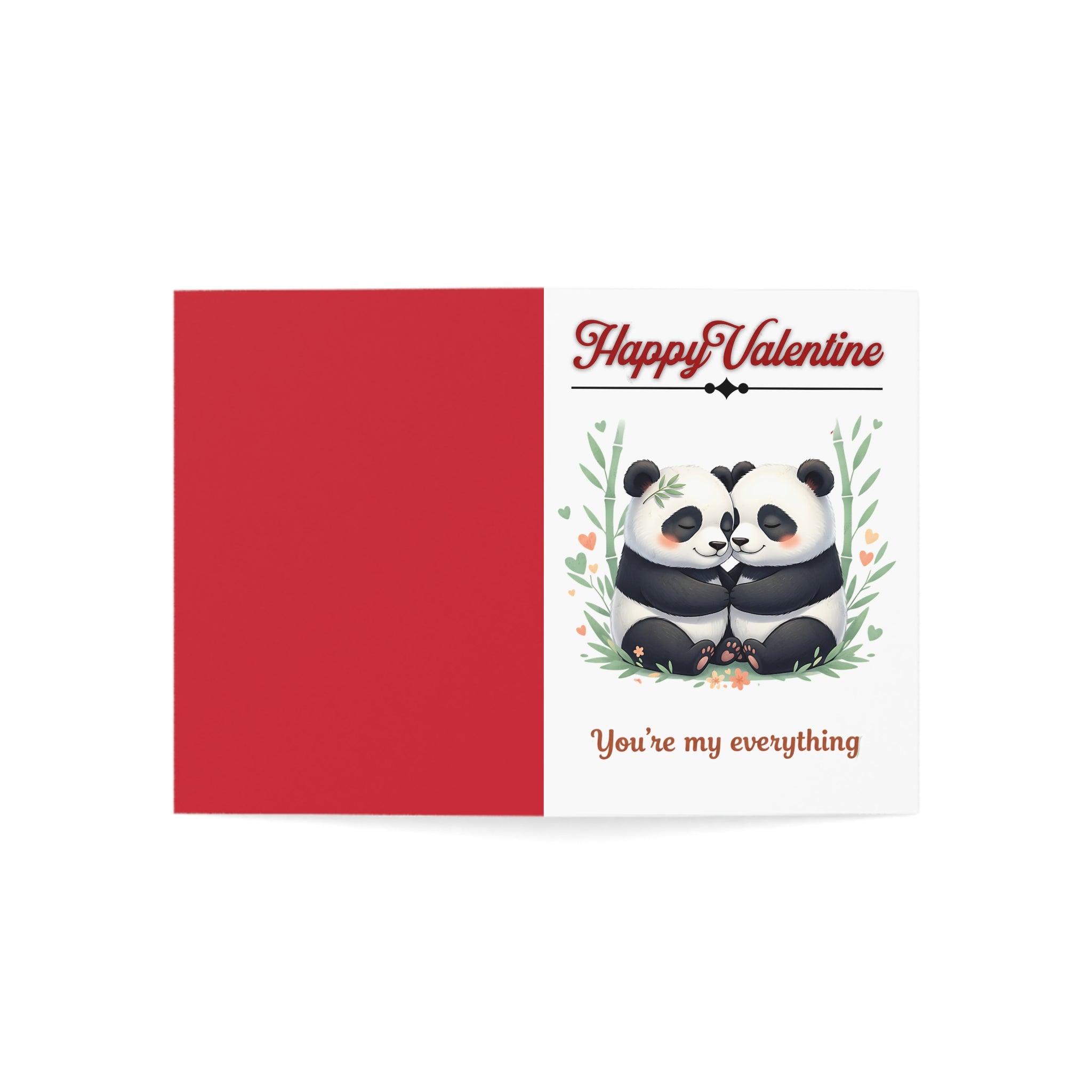 Valentine Panda Greeting Card — “Happy Valentine / You’re My Everything” (Single or Set)