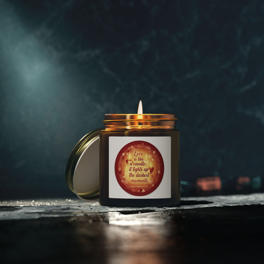 Coconut Apricot Scented Candle — 'Love Is Like a Candle' Soy Wax Jar (4oz & 9oz)