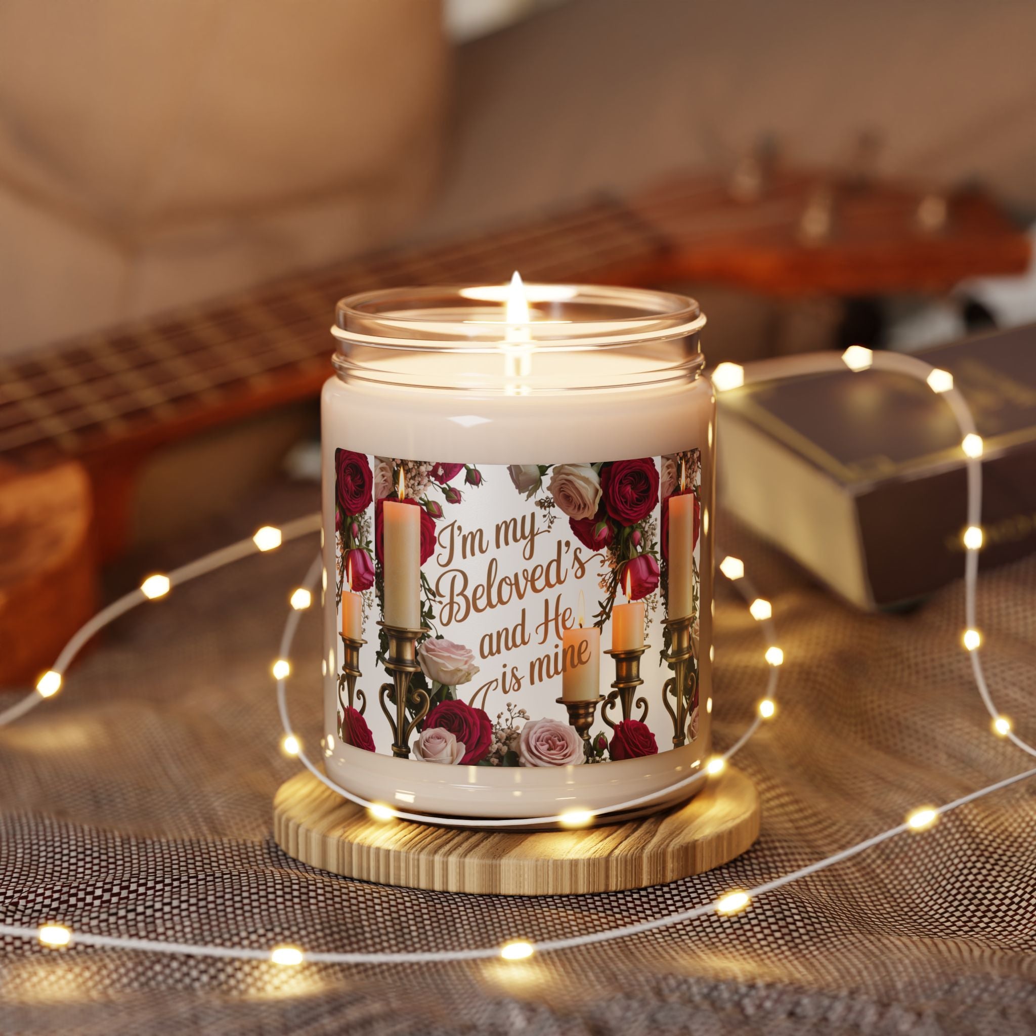 Romantic Floral Soy Candle — “I'm My Beloved's and He Is Mine” 9oz