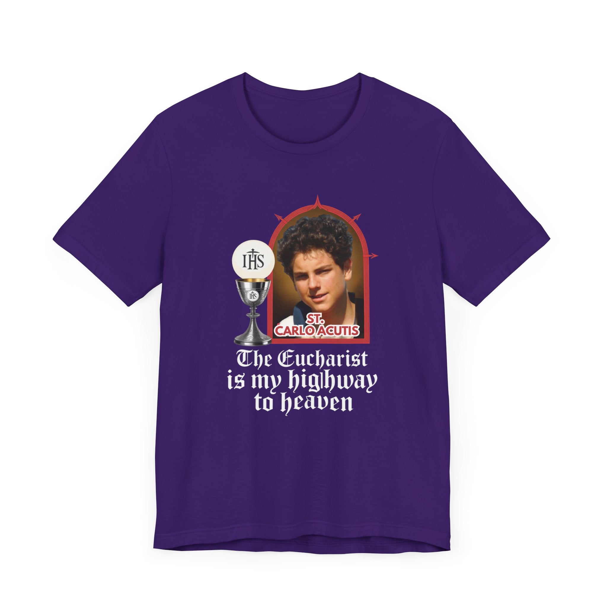 Eucharist Highway to Heaven Tee, Black Christian Shirt, Unisex Short Sleeve T-Shirt, Religious Gift, Faith-Based Apparel, Catholic Style