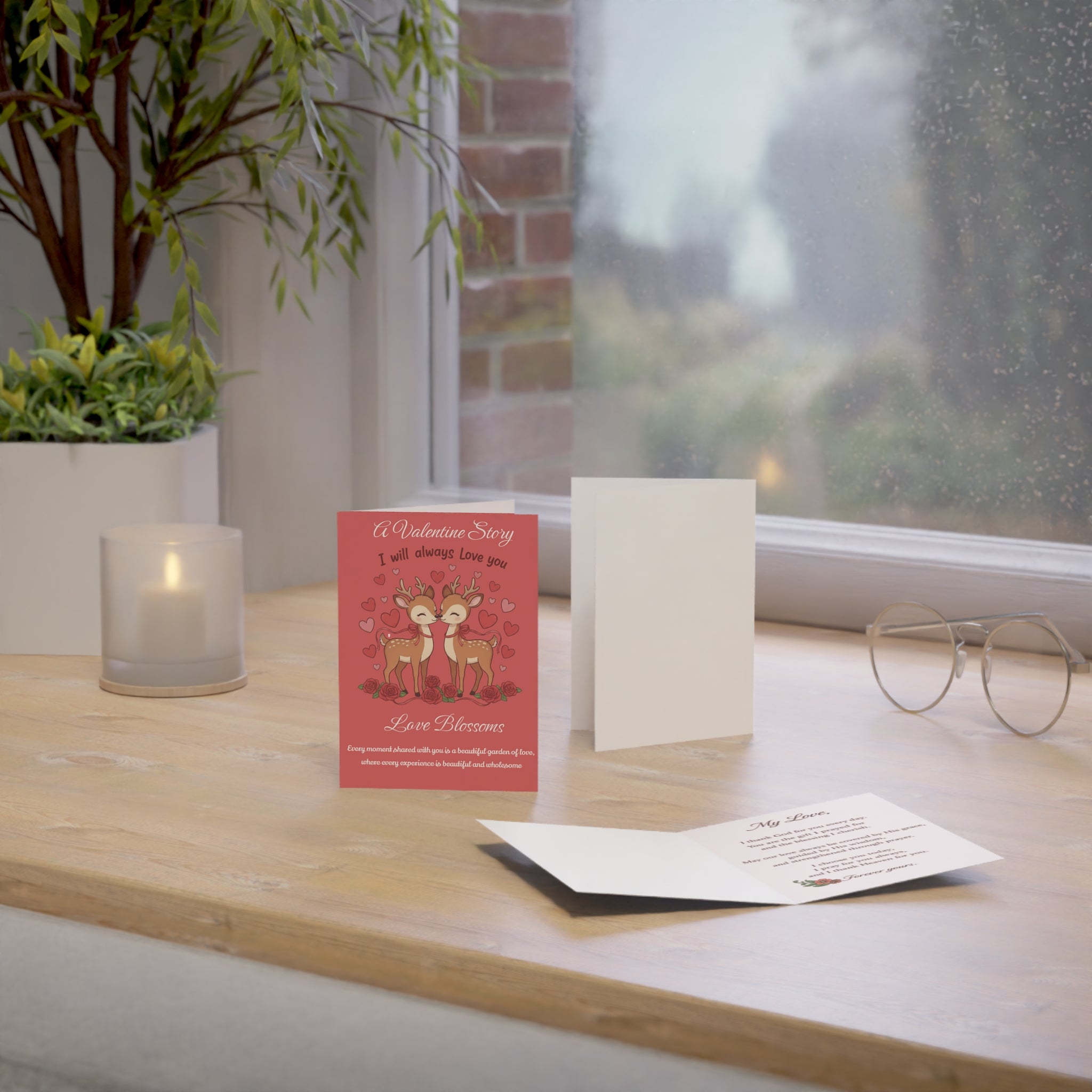 Valentine Deer Greeting Card - "A Valentine Story: I Will Always Love You" (Pack of 1/10/30/50)