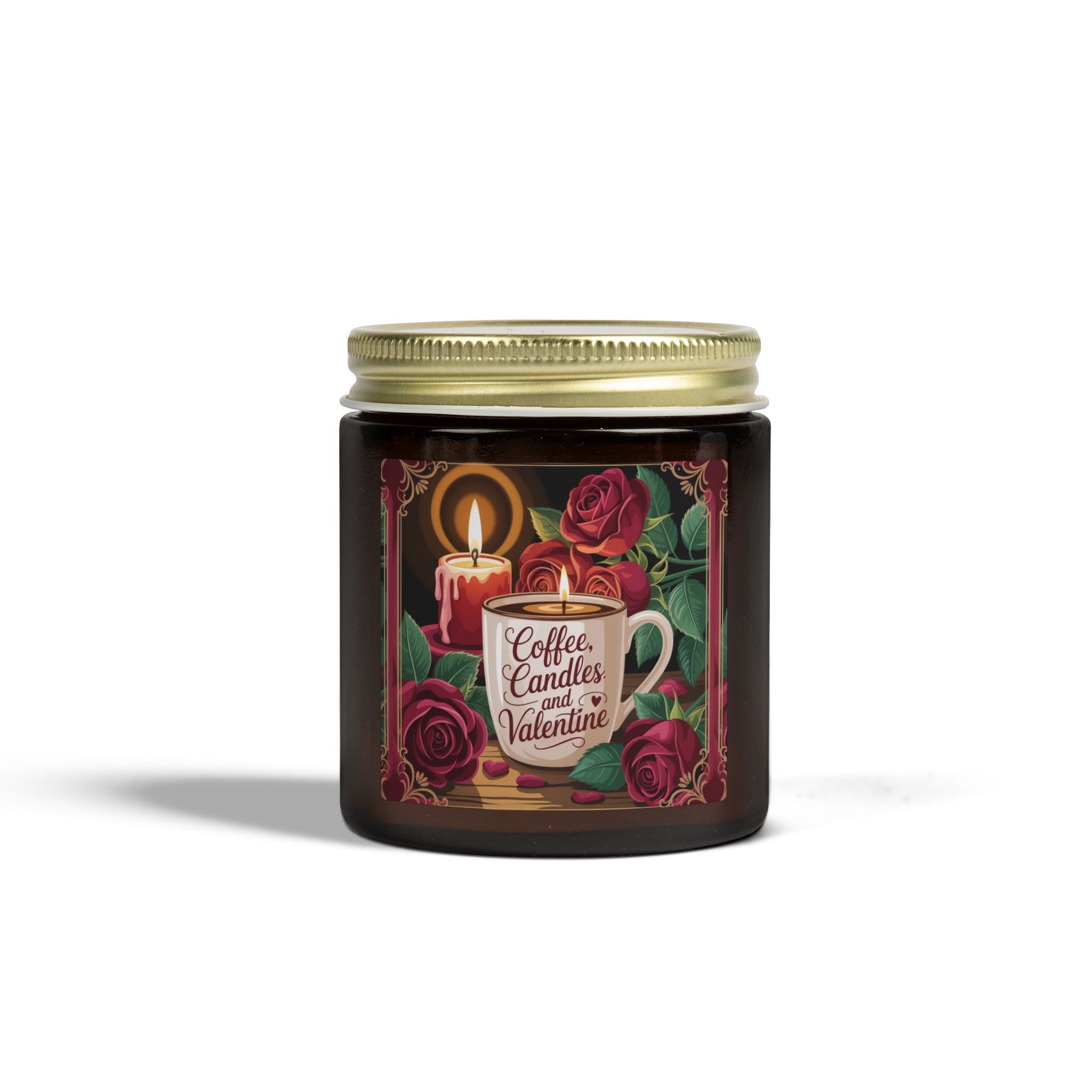 Valentine Coffee & Roses Scented Candle — Coconut Apricot Wax (4oz/9oz)