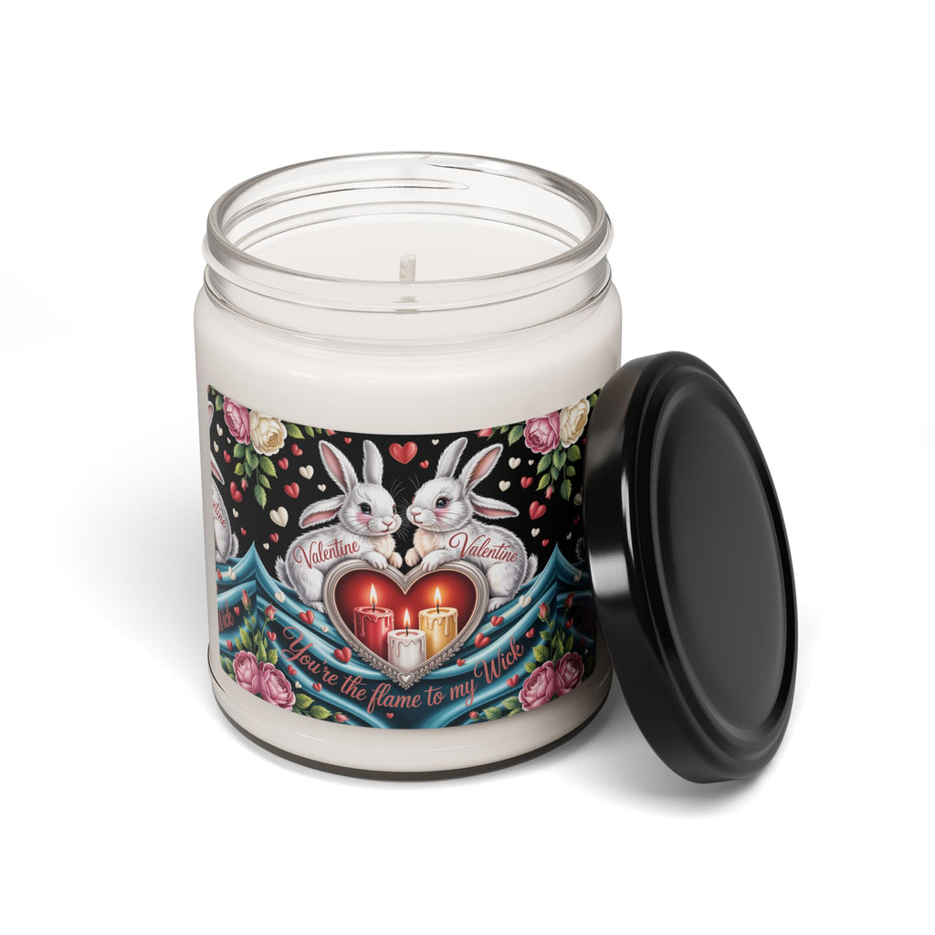 Valentine Bunny Soy Candle — 9oz Scented Jar ("You’re the Flame to My Heart")