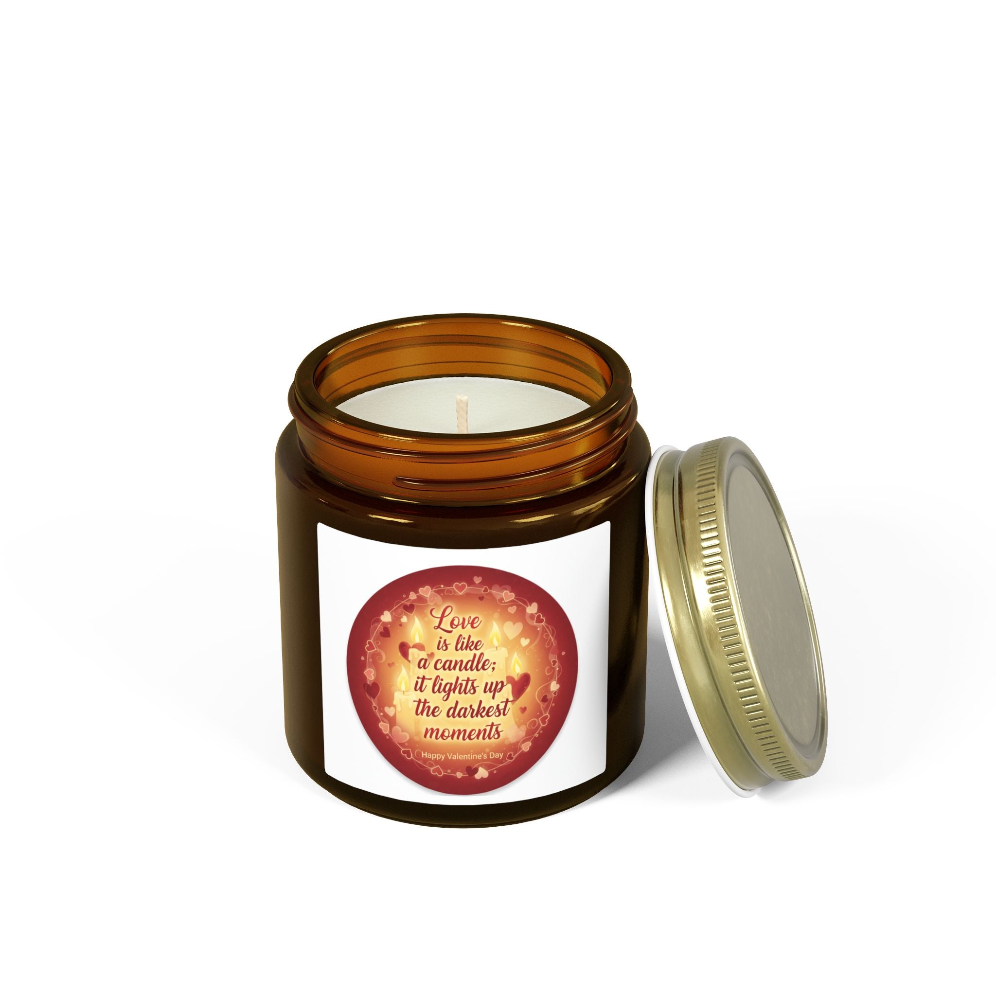 Coconut Apricot Scented Candle — 'Love Is Like a Candle' Soy Wax Jar (4oz & 9oz)