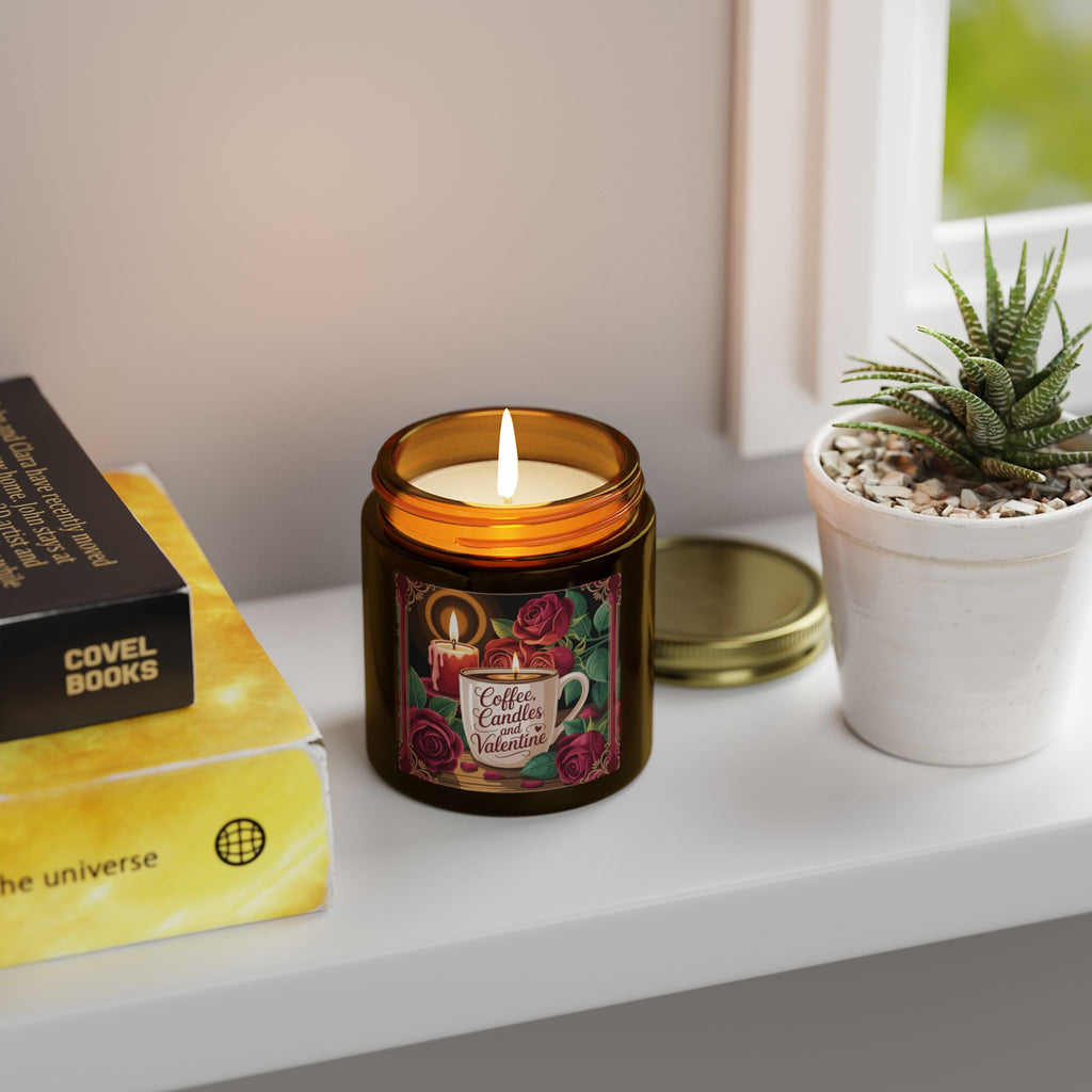 Valentine Coffee & Roses Scented Candle — Coconut Apricot Wax (4oz/9oz)