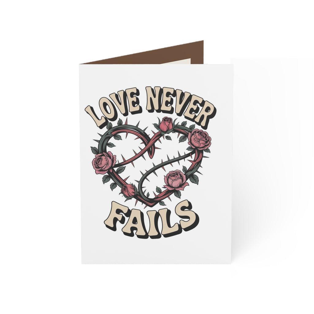 Greeting Card — "Love Never Fails" Rose & Thorns Heart