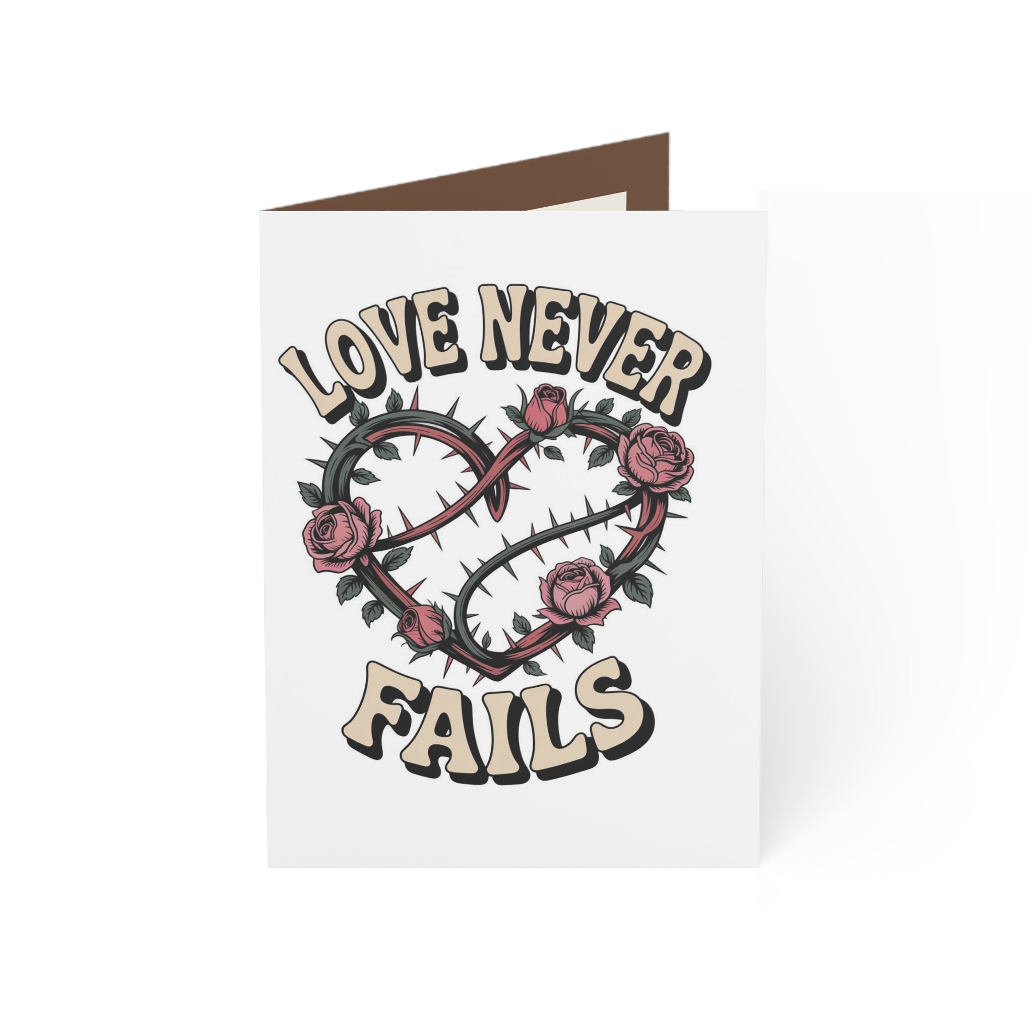 Greeting Card — "Love Never Fails" Rose & Thorns Heart