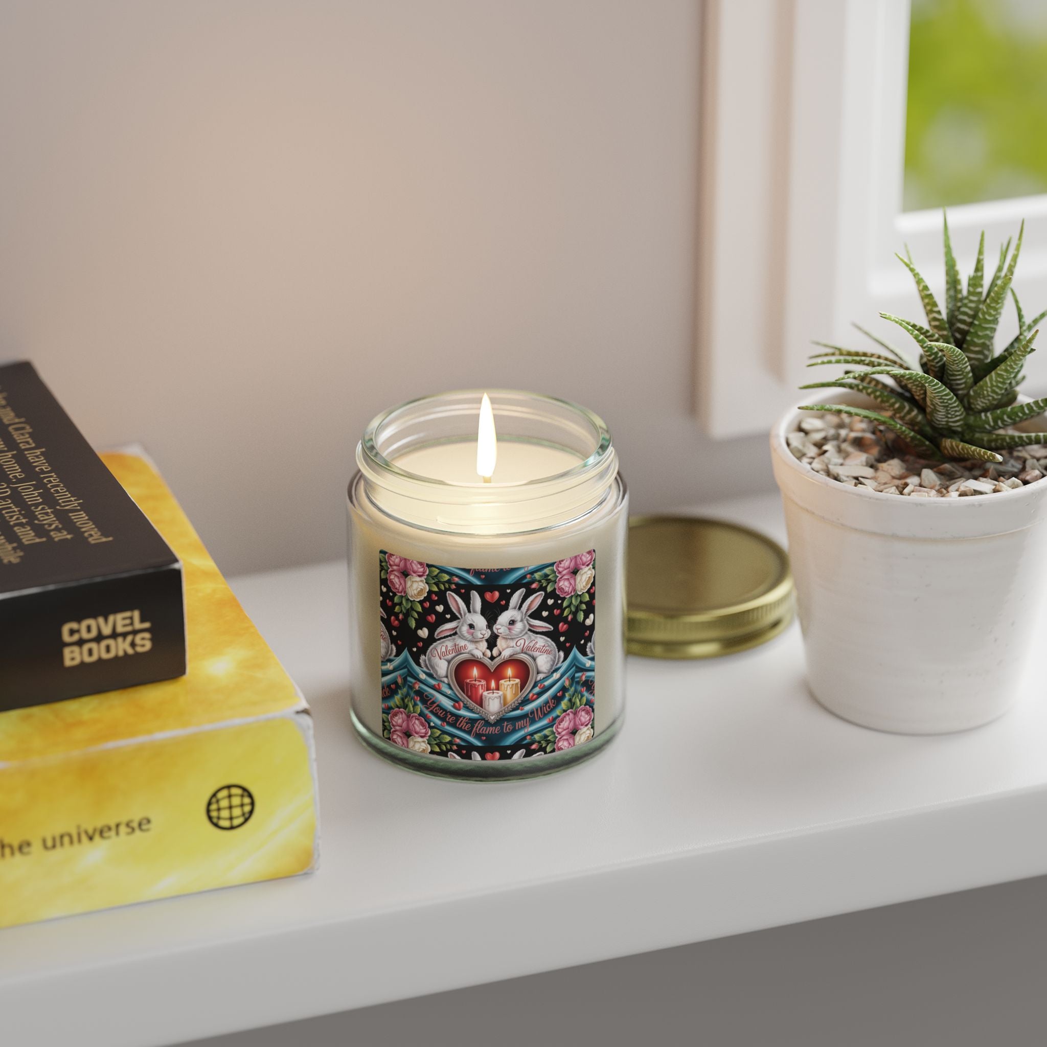 Coconut Apricot Soy Candle — Romantic Bunny Heart Design (4oz, 9oz)