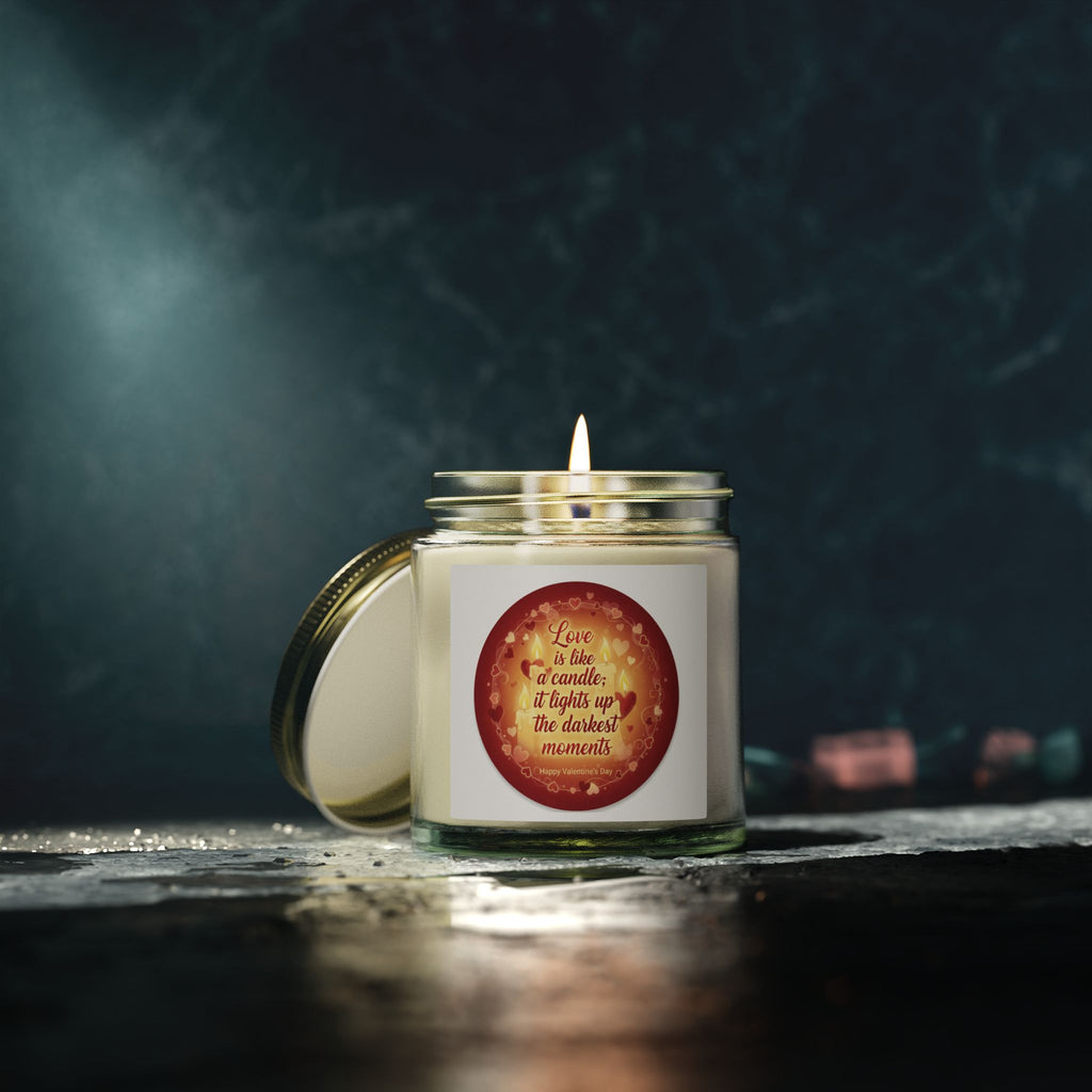 Coconut Apricot Scented Candle — 'Love Is Like a Candle' Soy Wax Jar (4oz & 9oz)