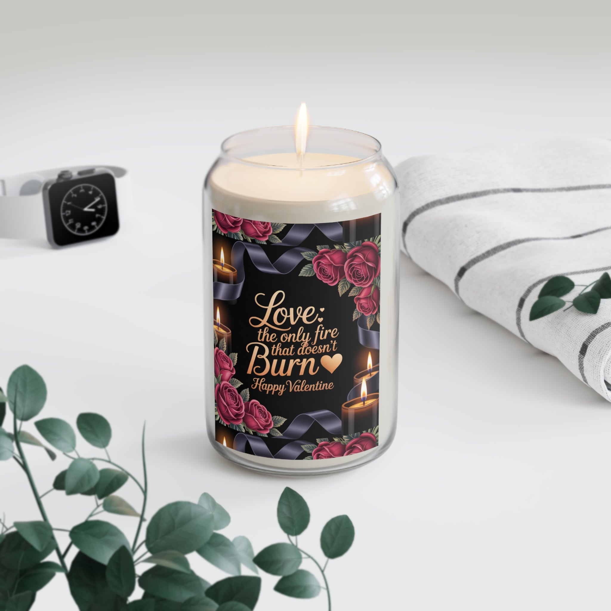 Valentine Soy Candle 13.75oz – "Love Is the Only Fire That Doesn't Burn" Scented Jar
