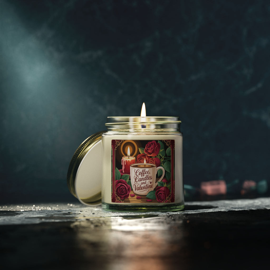 Valentine Coffee & Roses Scented Candle — Coconut Apricot Wax (4oz/9oz)