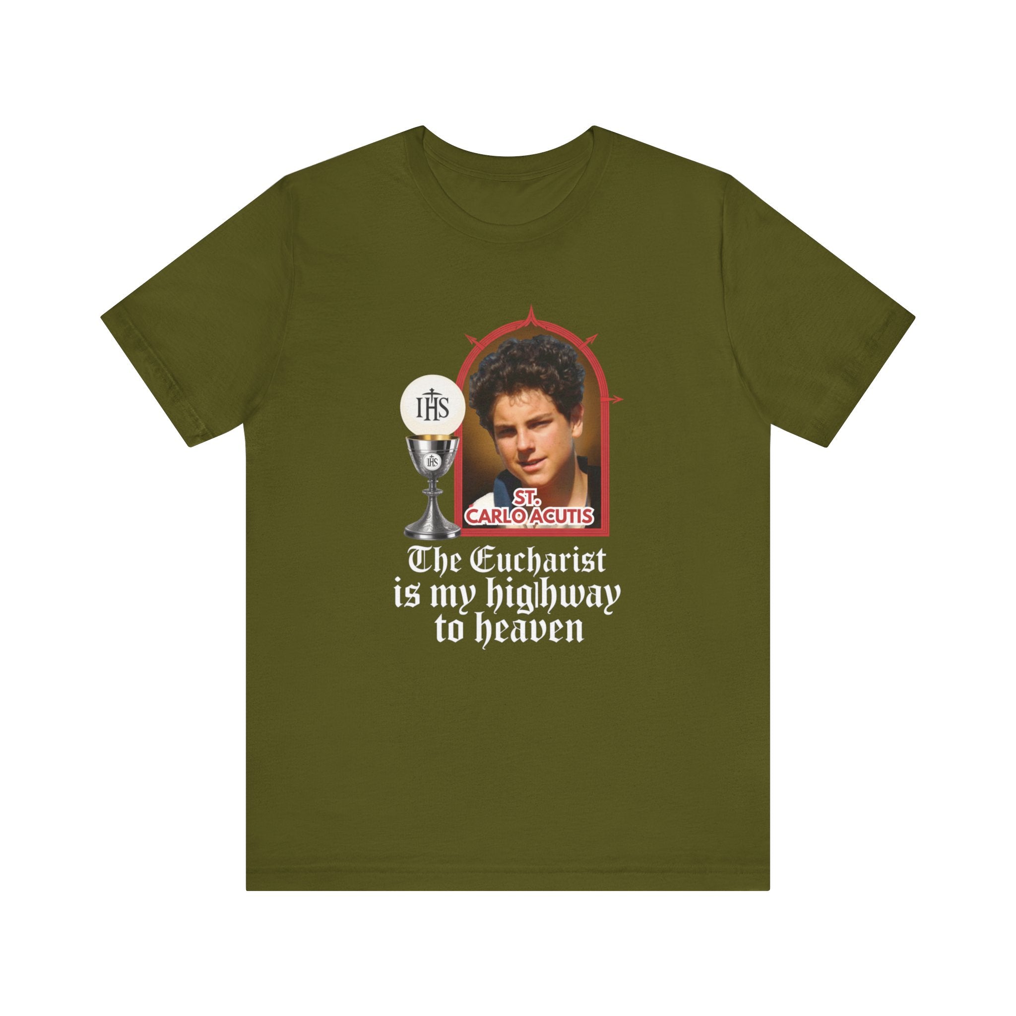 Eucharist Highway to Heaven Tee, Black Christian Shirt, Unisex Short Sleeve T-Shirt, Religious Gift, Faith-Based Apparel, Catholic Style