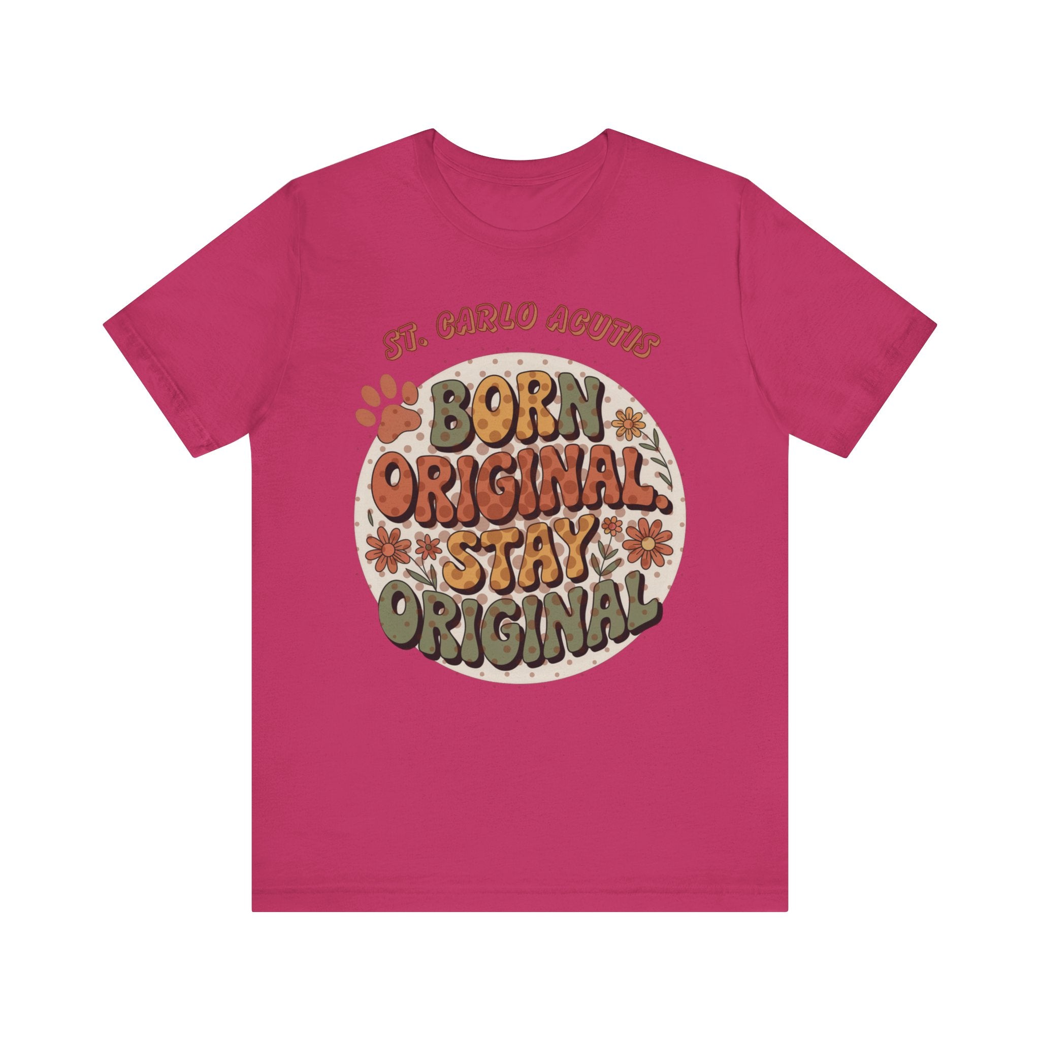 Carlo Acutis Born Original Stay Original Tee — Retro Floral Vintage Graphic T-Shirt