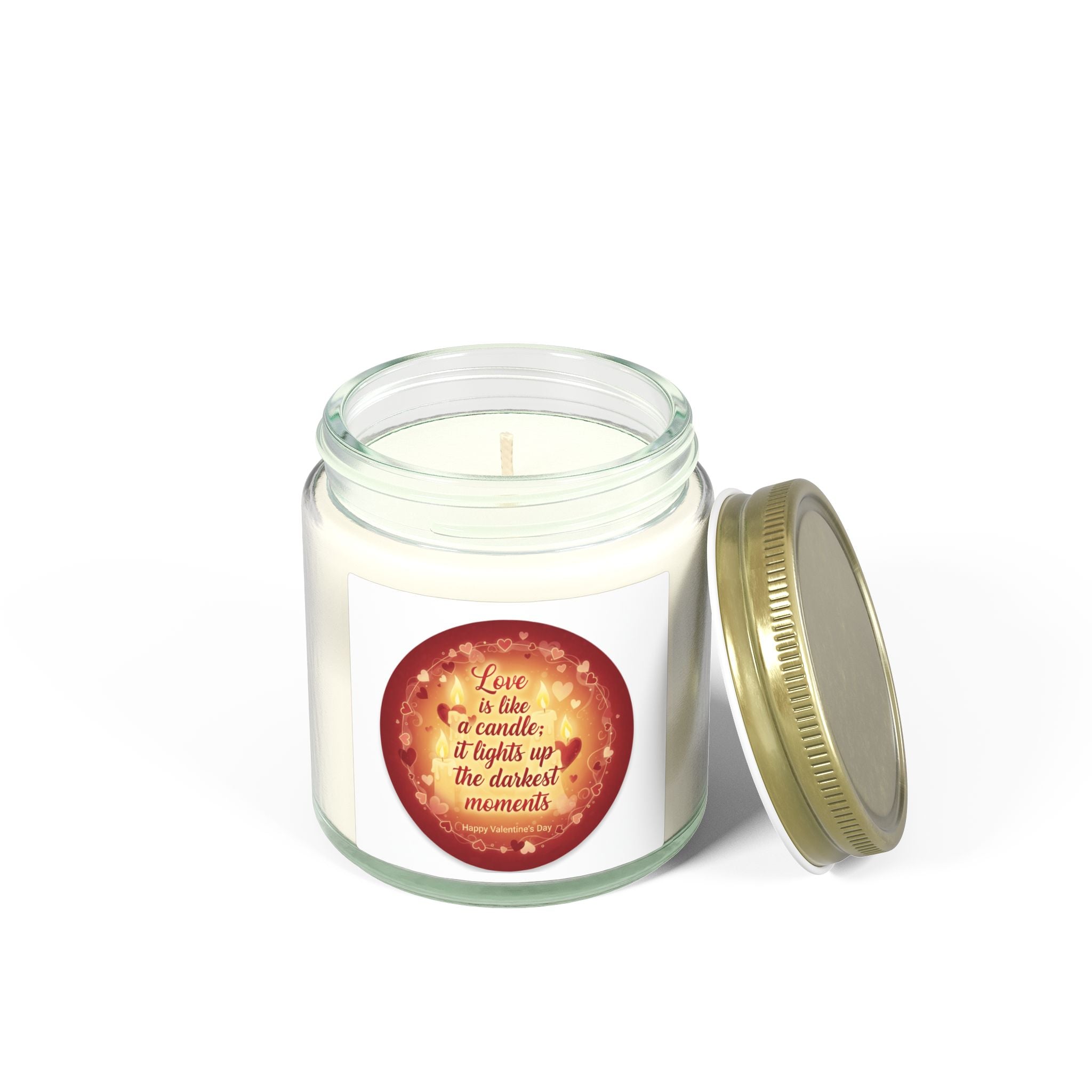 Coconut Apricot Scented Candle — 'Love Is Like a Candle' Soy Wax Jar (4oz & 9oz)