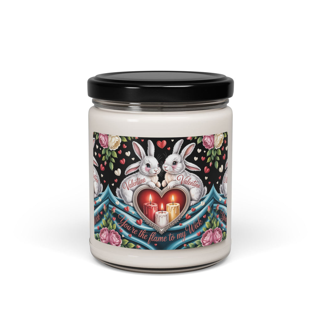 Valentine Bunny Soy Candle — 9oz Scented Jar ("You’re the Flame to My Heart")