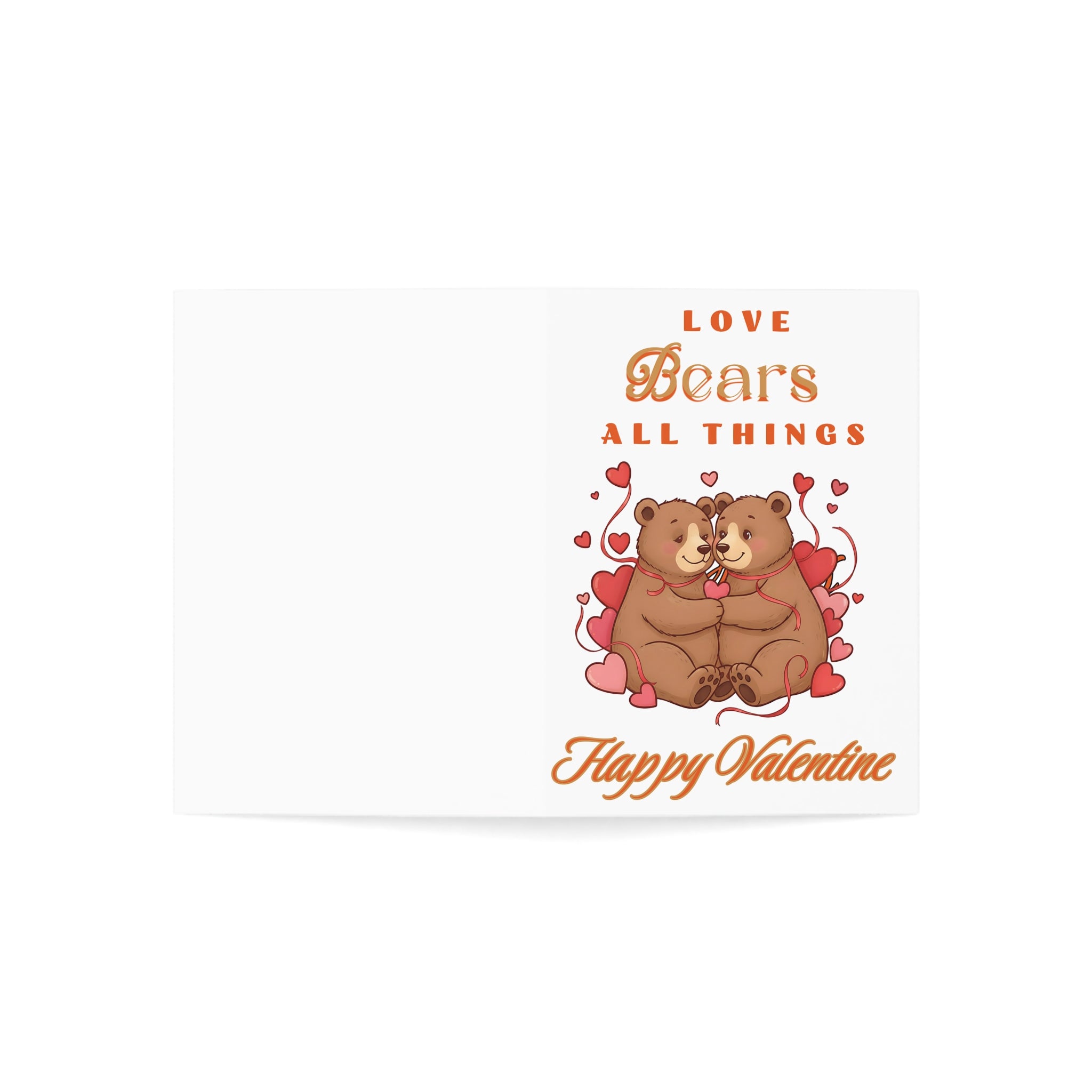 Valentine Bears Greeting Card — "Love Bears All Things" Folded Valentine Card (Single or Pack)