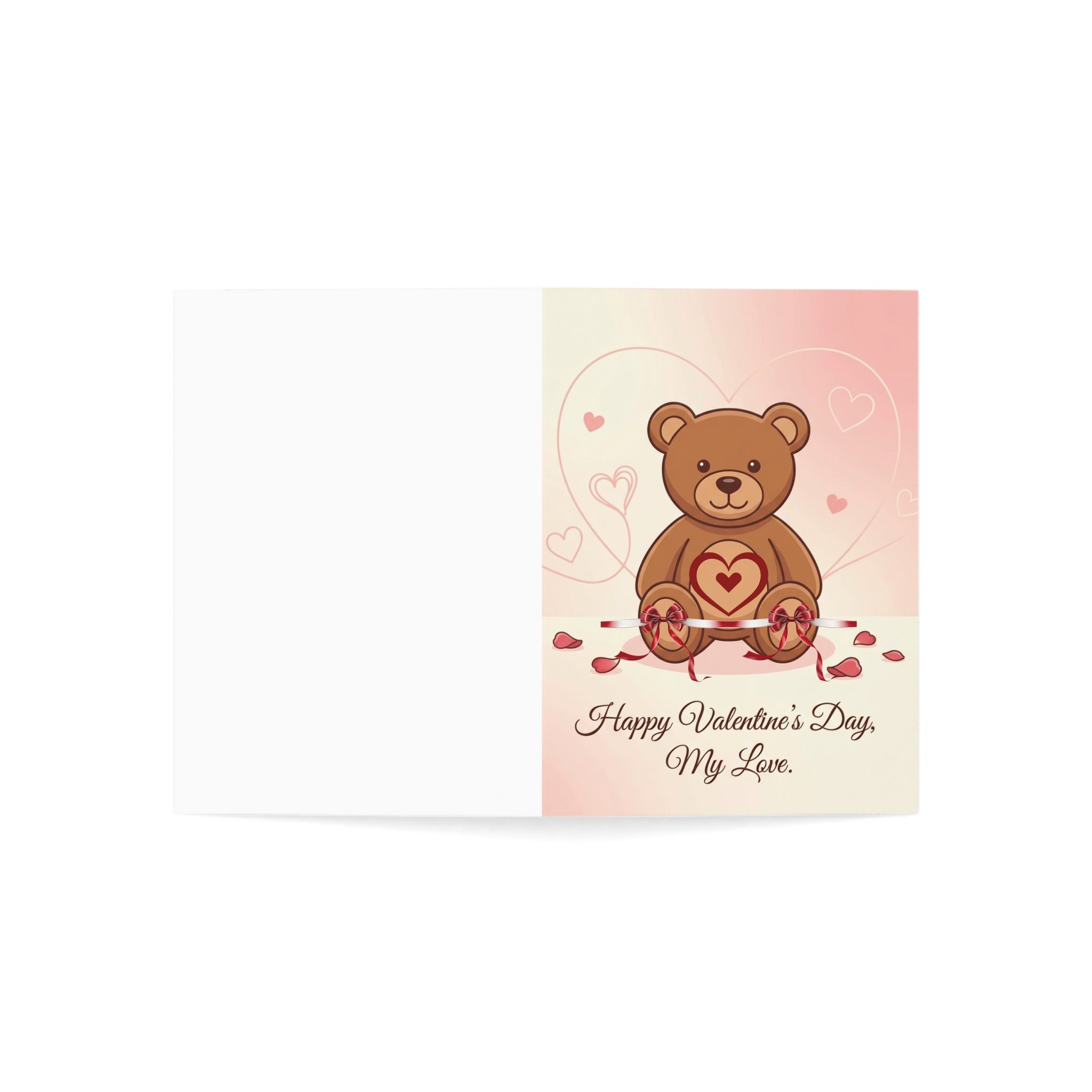 Valentine's Teddy Bear Greeting Card – "Happy Valentine’s Day, My Love" (Single or Pack)