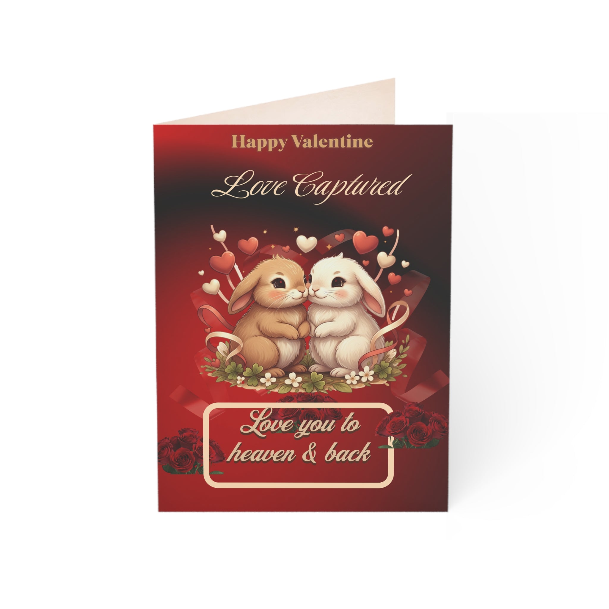 Valentine’s Bunny Love Greeting Card — “Love Captured” Romantic Card (Love You to Heaven & Back)
