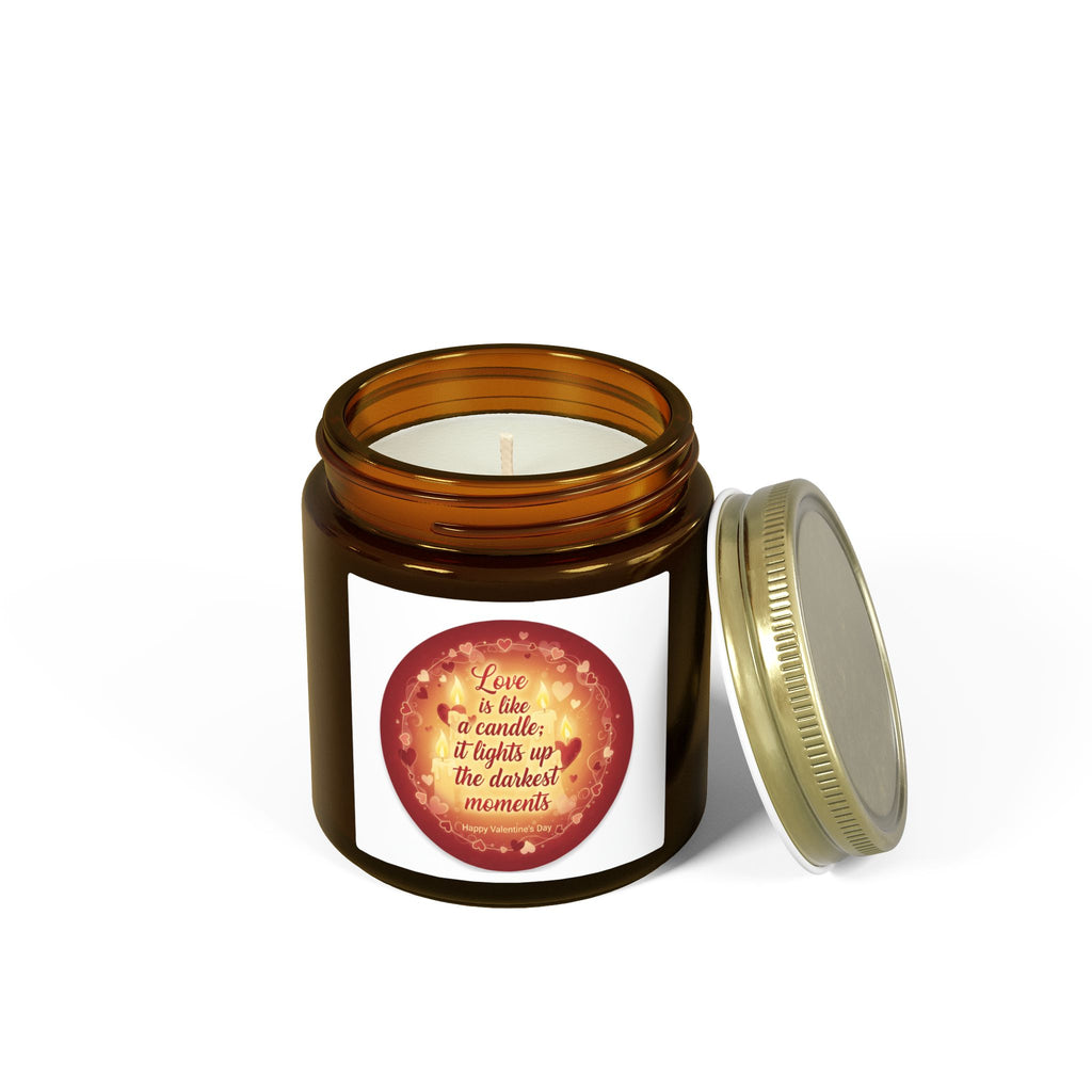Coconut Apricot Scented Candle — 'Love Is Like a Candle' Soy Wax Jar (4oz & 9oz)