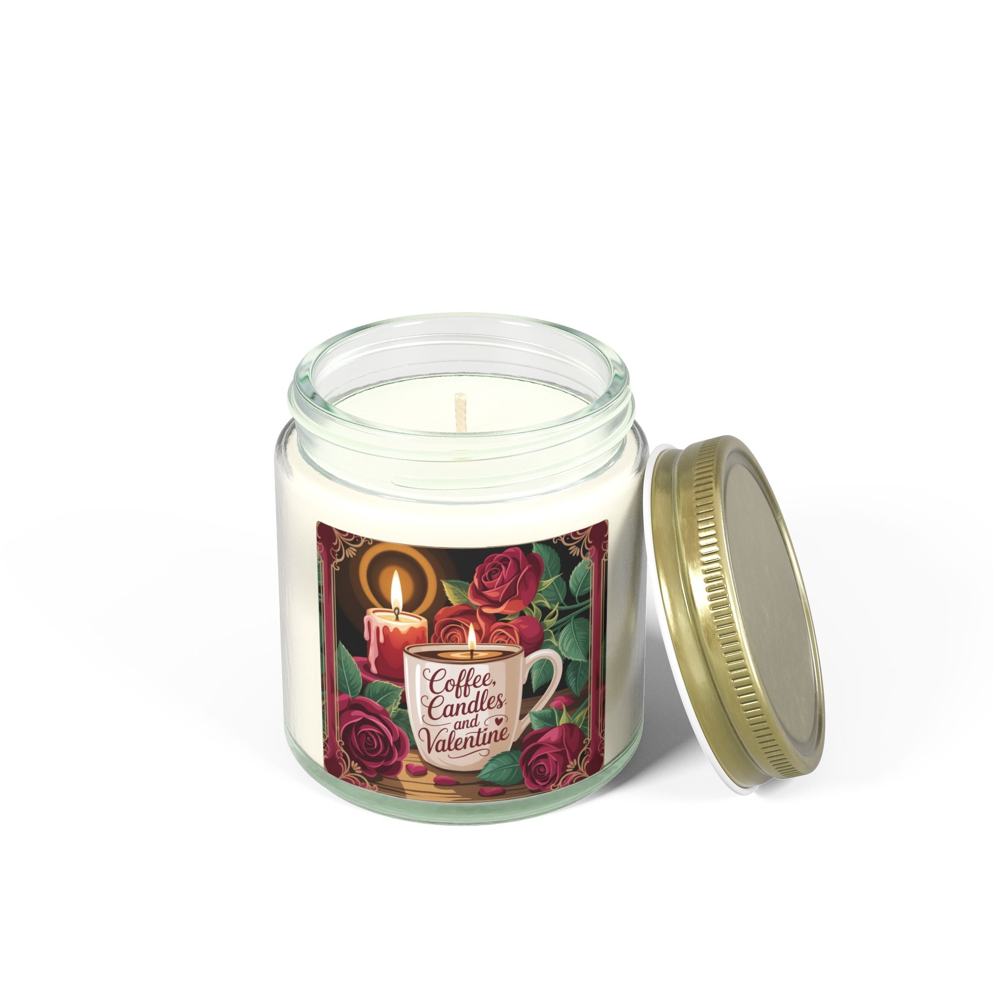 Valentine Coffee & Roses Scented Candle — Coconut Apricot Wax (4oz/9oz)