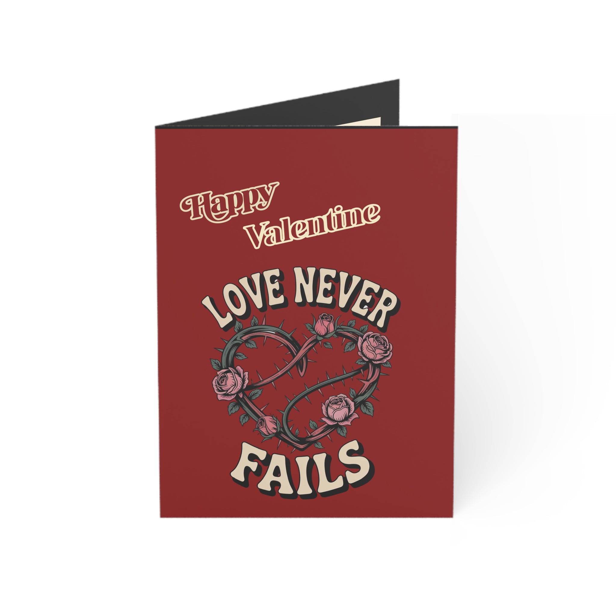 Valentine Greeting Card — "Love Never Fails" Floral Heart (Single or Bulk Packs)