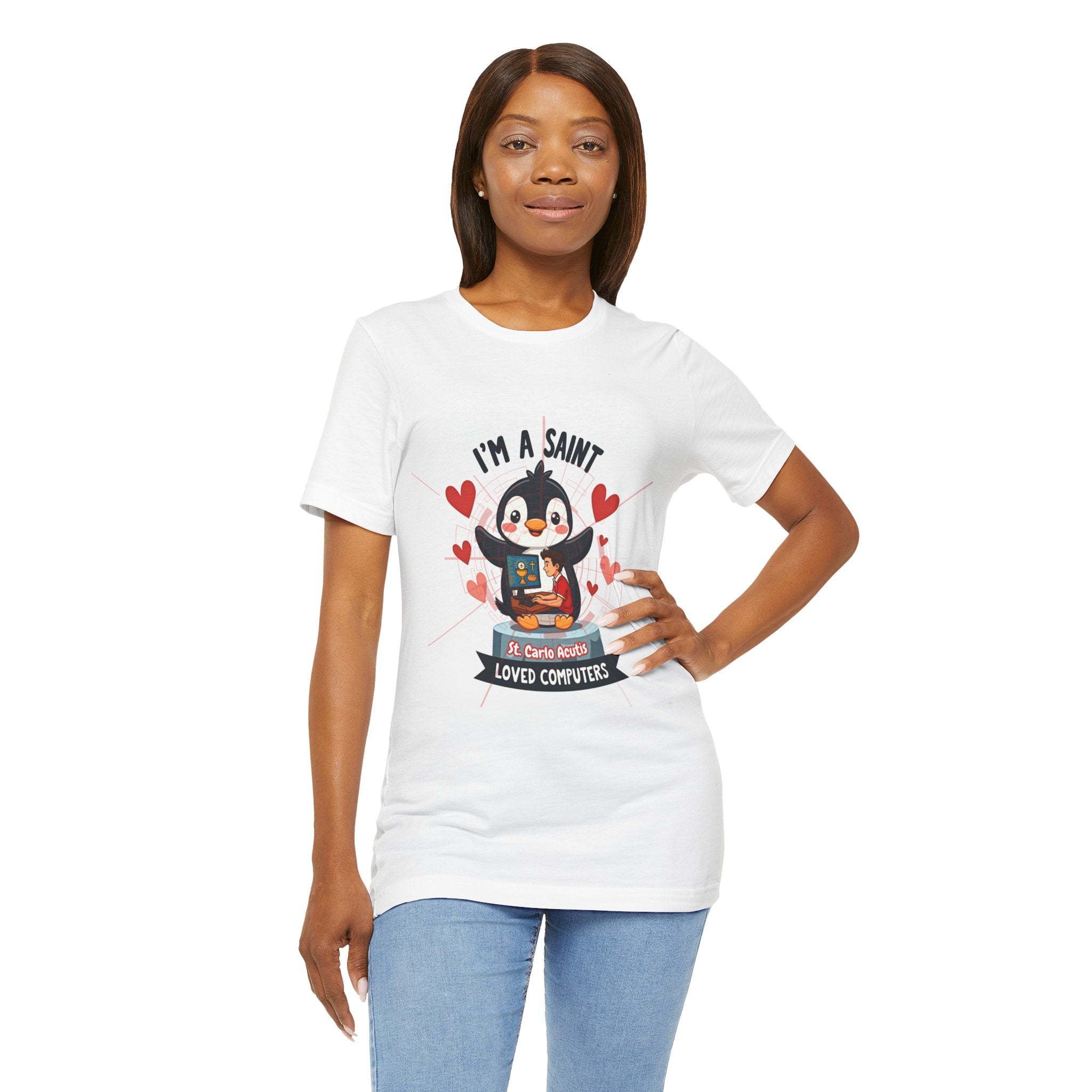 Cute Penguin Computer Lover Tee, Perfect Gift for Tech Enthusiasts, Ideal for Birthdays, Everyday Wear, and Holidays