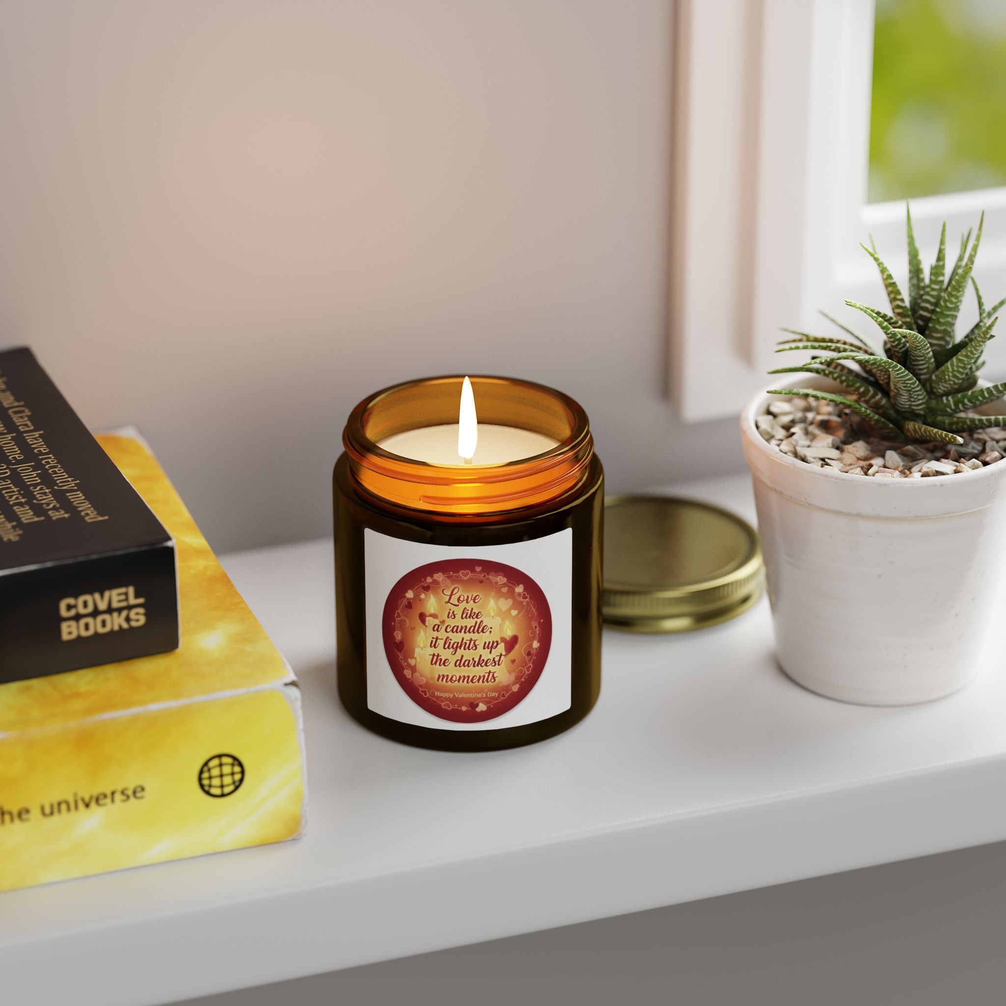Coconut Apricot Scented Candle — 'Love Is Like a Candle' Soy Wax Jar (4oz & 9oz)