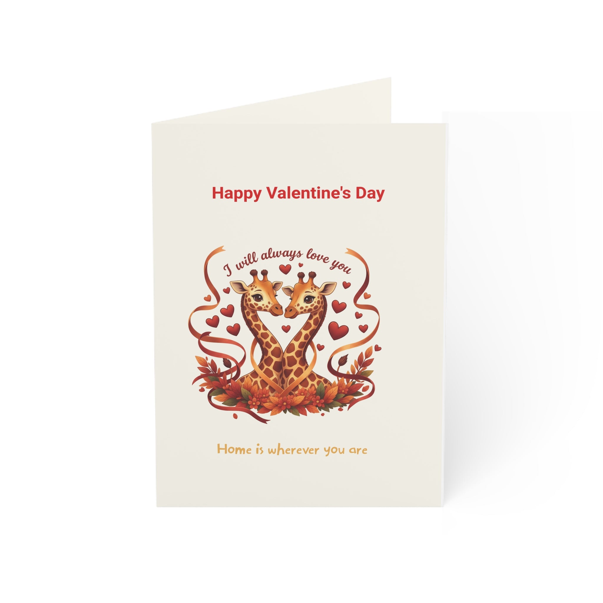 Valentine's Giraffe Greeting Card – "I Will Always Love You" (Single or Bulk Packs)