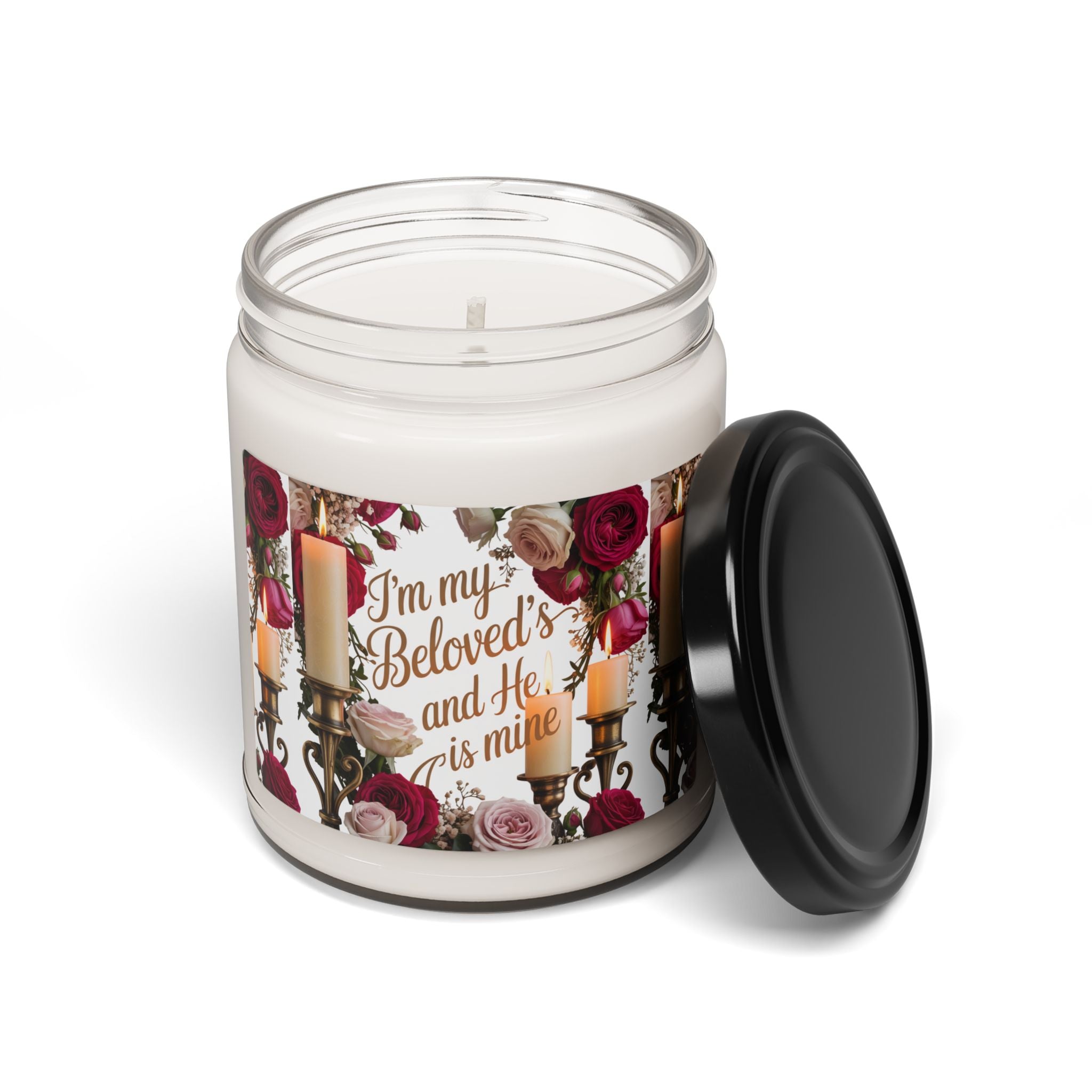 Romantic Floral Soy Candle — “I'm My Beloved's and He Is Mine” 9oz