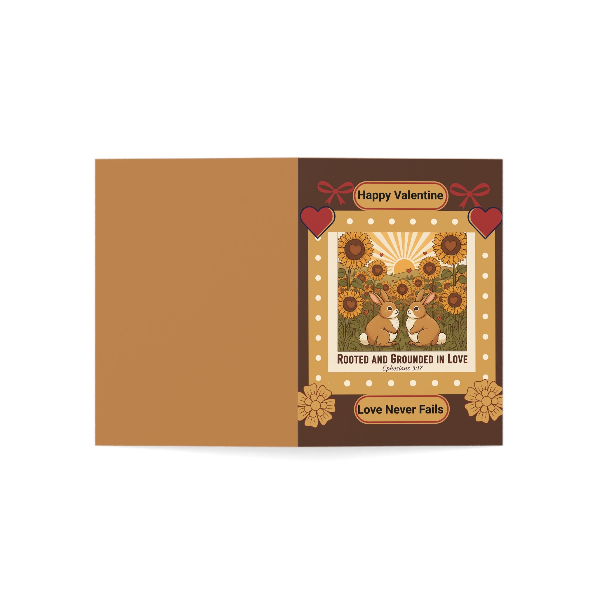 Valentine Sunflower Greeting Card — "Rooted and Grounded in Love" (Pack of 1/10/30/50)