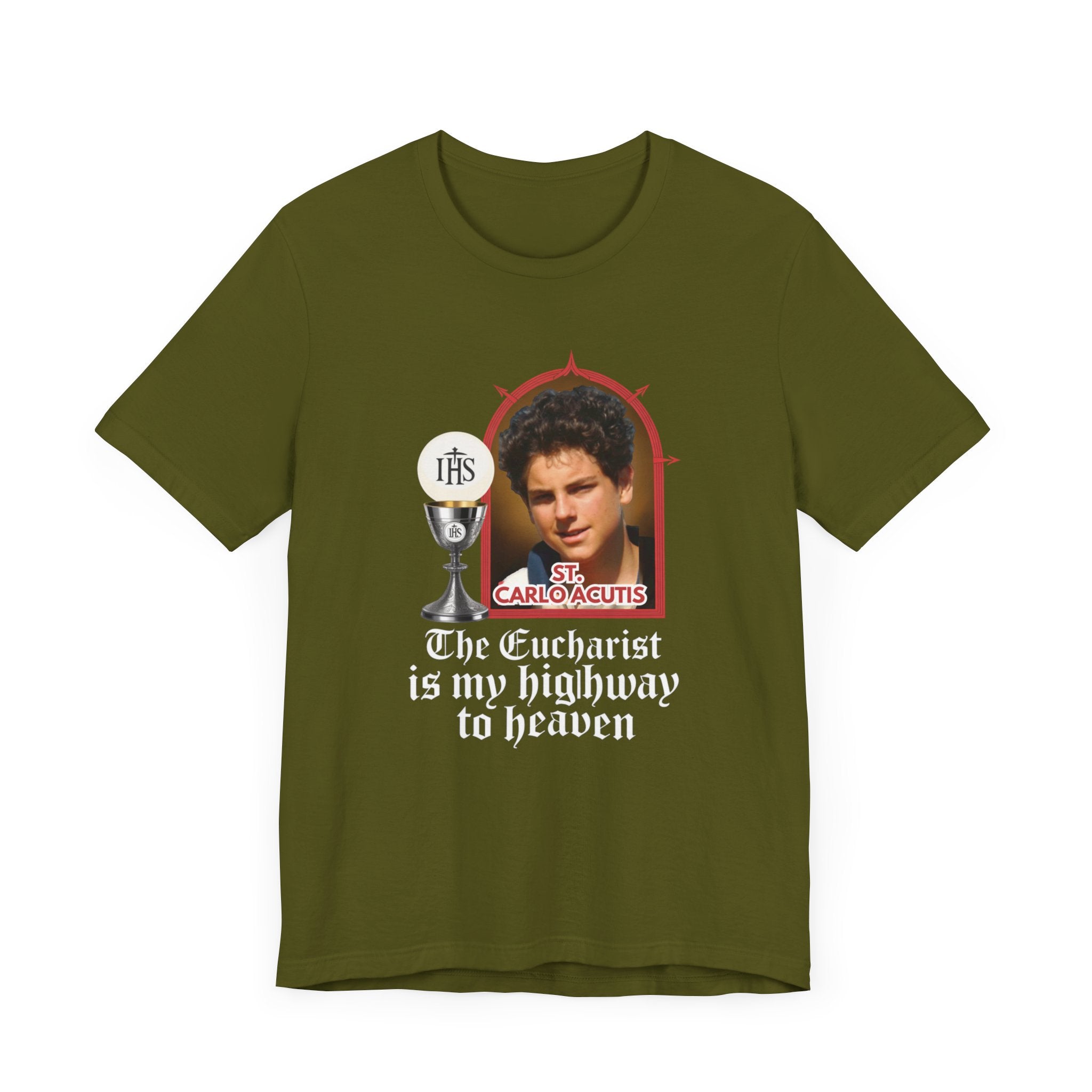 Eucharist Highway to Heaven Tee, Black Christian Shirt, Unisex Short Sleeve T-Shirt, Religious Gift, Faith-Based Apparel, Catholic Style