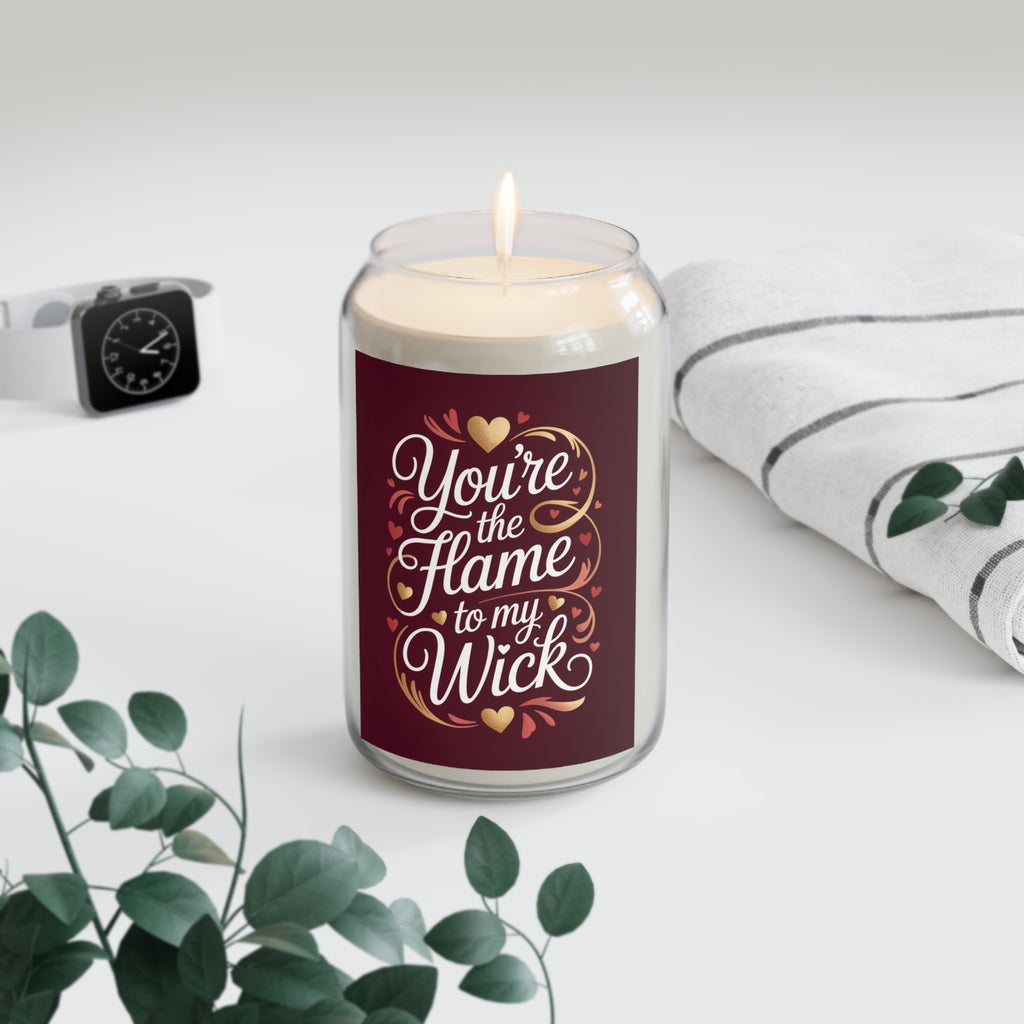 Soy Candle - "You're the Flame to My Wick" Romantic Scented Candle (13.75oz)