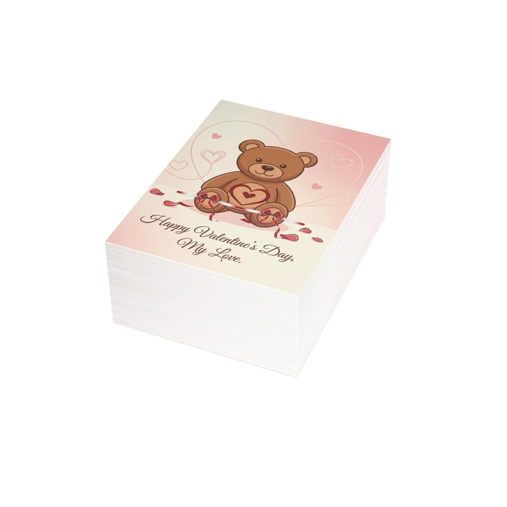 Valentine's Teddy Bear Greeting Card – "Happy Valentine’s Day, My Love" (Single or Pack)