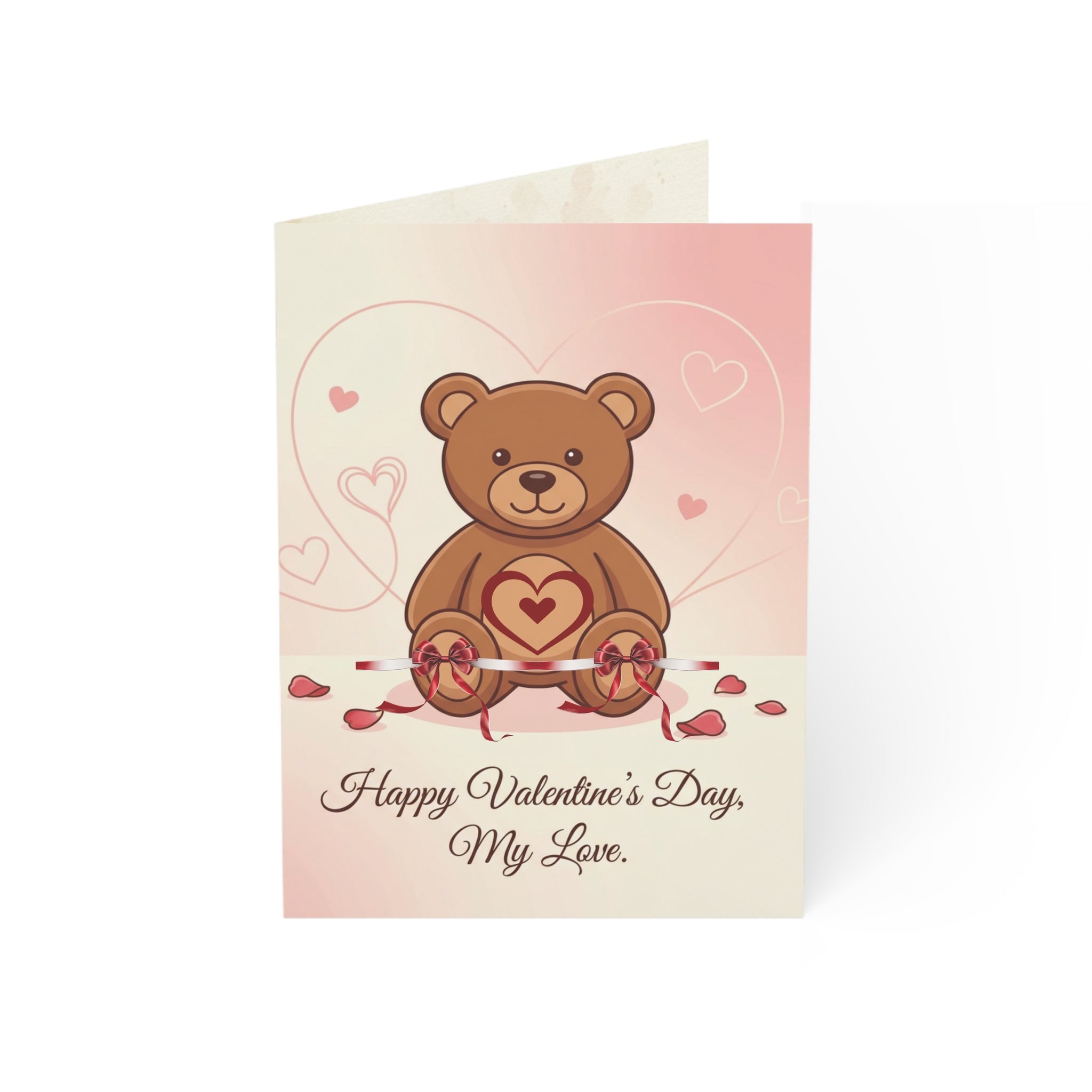 Valentine's Teddy Bear Greeting Card – "Happy Valentine’s Day, My Love" (Single or Pack)