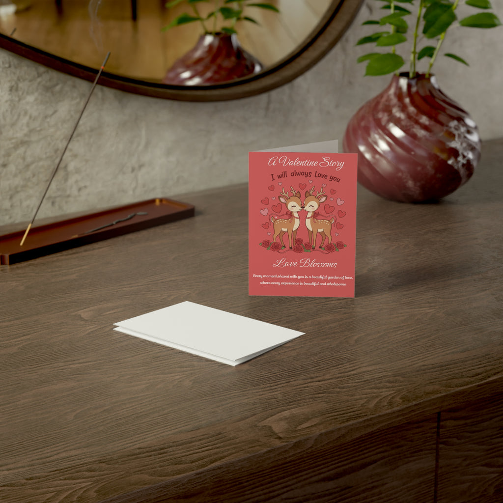 Valentine Deer Greeting Card - "A Valentine Story: I Will Always Love You" (Pack of 1/10/30/50)