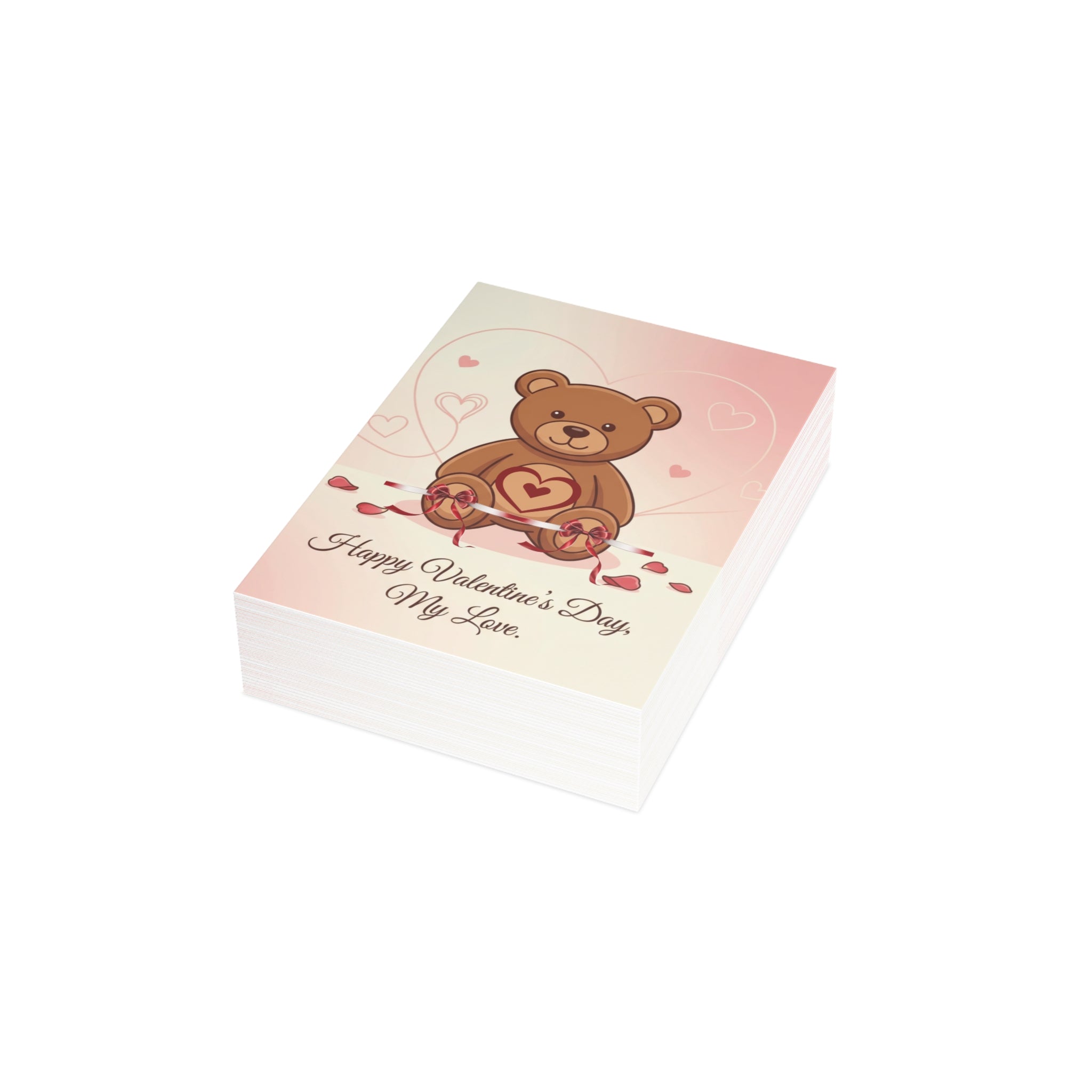 Valentine's Teddy Bear Greeting Card – "Happy Valentine’s Day, My Love" (Single or Pack)