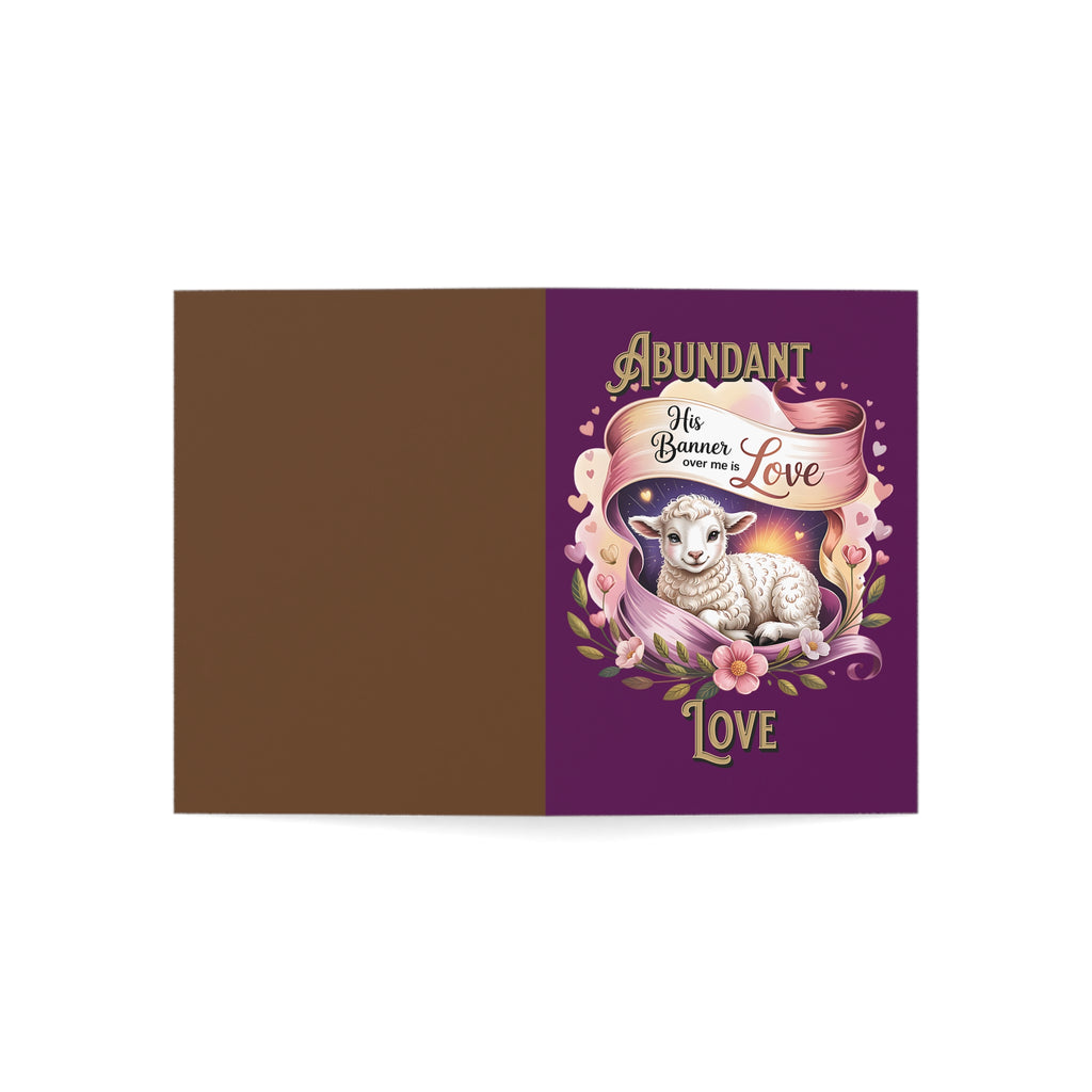 Abundant Love Lamb Greeting Card — "His Banner Over Me Is Love" Religious Encouragement Card (1/10/30/50 pcs)
