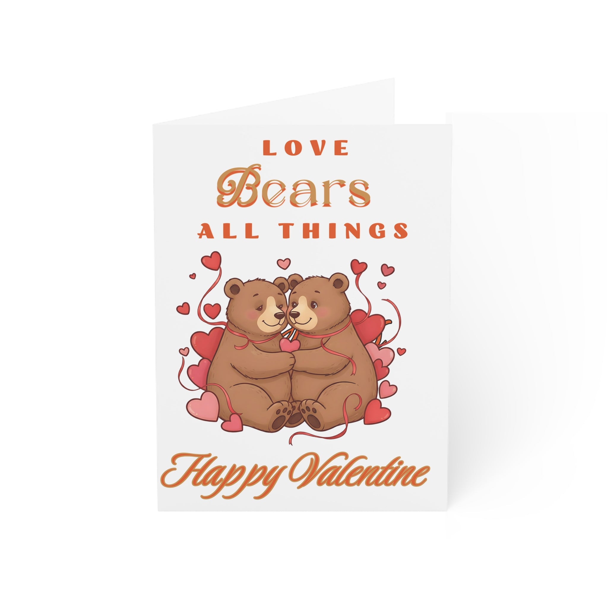 Valentine Bears Greeting Card — "Love Bears All Things" Folded Valentine Card (Single or Pack)